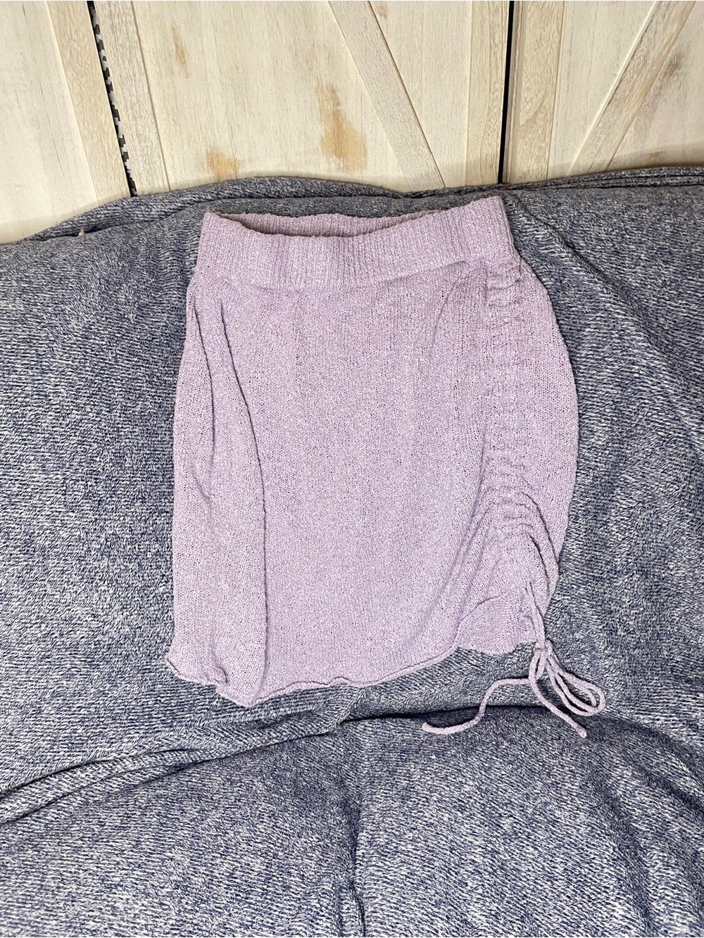 PrettyLittleThing Lilac Side-Ruched Knit Mini Skirt